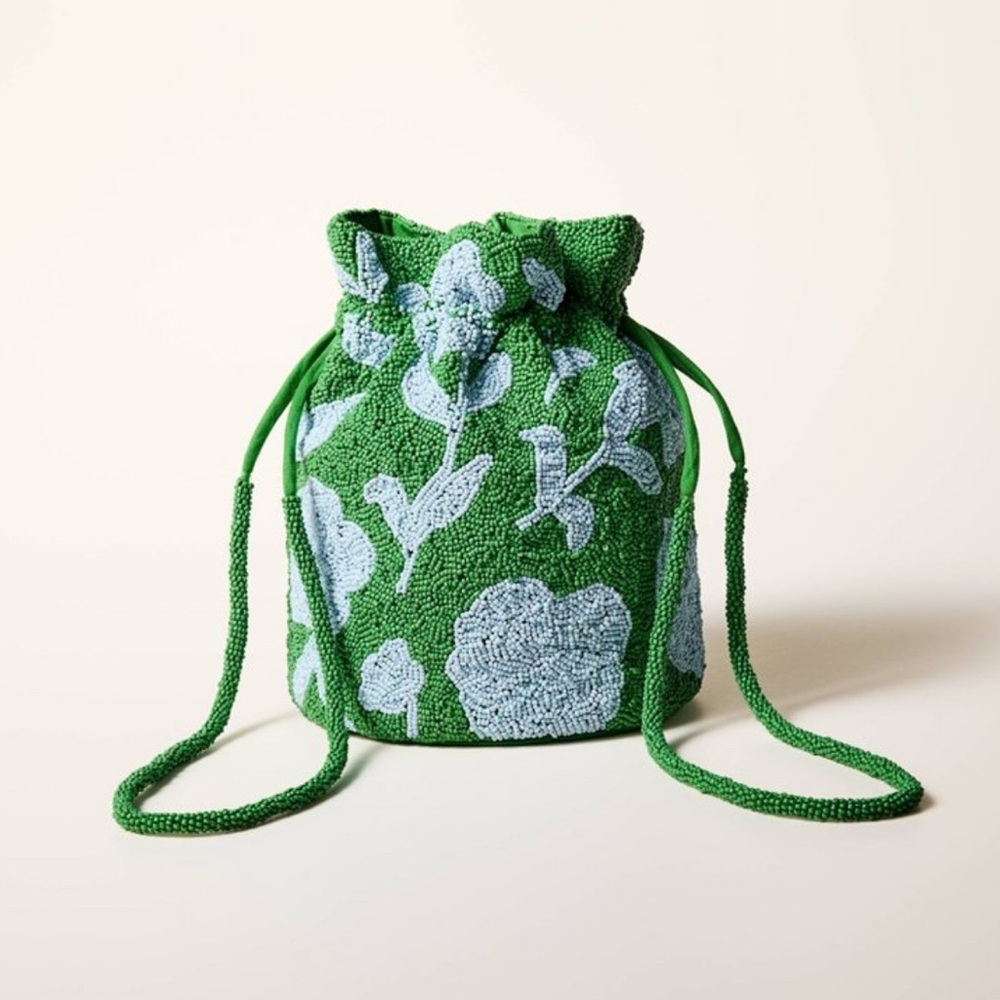♠️🎯 Kate Spade x Target Beaded Green Floral Drawstring Bag